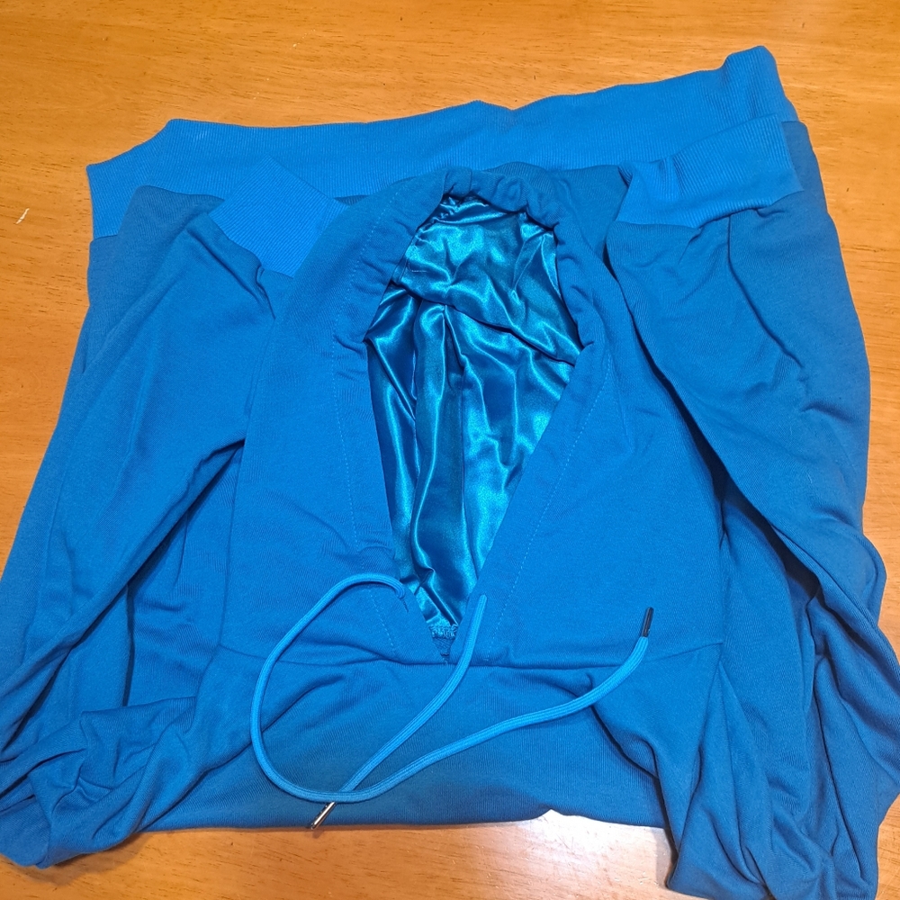 Teal Satin lined hoodie